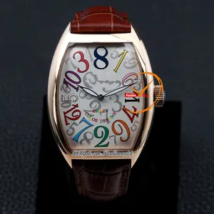 Kolor Dreams 8880CH CARZY GODZINY A21J Automatyczne męże Watch Rose złoto srebrne tarcze Teksturowane brązowe skórzane pasek Hour Ręcznie hombre puretimewatch ptfm