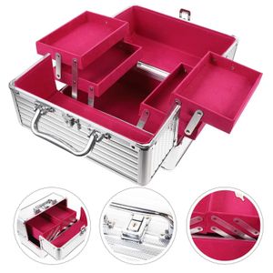 Kosmetisk arrangör 1. Förpackningsbox Aluminiumlegering Portable Cosmetic Justerable Container (6 Tray Boxes) Q240429