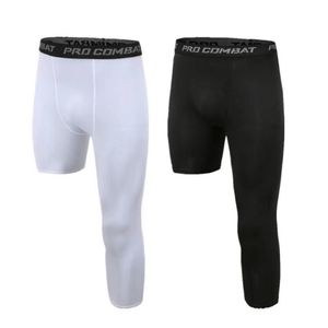 Calças masculinas Tangas de basquete de uma perna de uma calça esportiva Treinamento de esportes Treadamente estirando compressão de secagem rápida 286D