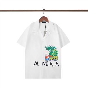 夏のメンズTシャツデザイナープリントレターボタンカーディガンカジュアルバージョンポロショートスリーブハワイアンラペルトップファッションメンズスイムシリーズビーチシャツM-3XL＃36