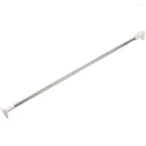 Shower Curtains Adjustable Curtain Stick Extendable Bar Closet Rod For Without Drilling Metal Holder Adhesive Window Tension