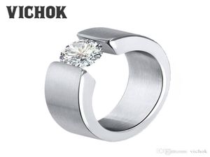 Enkel glänsande bling zirkonring 316l rostfritt stål ring för kvinnor män bague smycken engagemang mode smycken patiens ring vi053065