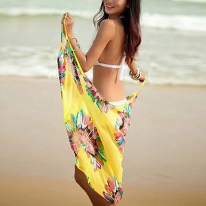 2024 Bohemian Mesh Coverup Badeanzug Blumengurt Badebekleidung Ladies Beach Kleid Sarong Wrap Sexy Sommer Cover Up 240416