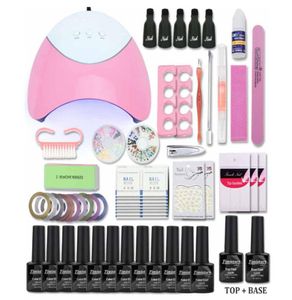 Nail Set with UV Led Lamp 36W 12 Color Nail Gel Polish Acrylic Nail Kit Base Top Coat Gel Varnish Manicure Tools Set8324358