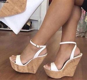 Olomm Fashion Women Plattform Sandalen sexy Keile High Heels Open Toe White Casual Schuhe uns Plus Size 5154115921