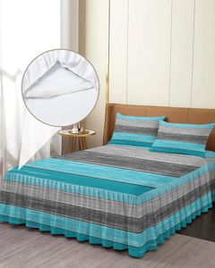 Bed Skirt Vintage Farm Barn Wood Grain Gradient Elastic Fitted Bedspread With Pillowcases Mattress Cover Bedding Set Sheet