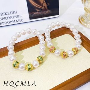 Designer bracelet brand new explosions ladies Zhengyuan Domestic Pearl Bead Bracelet with Ancient Red Green Wave Pattern Round Chinese Style Elastic Simplified