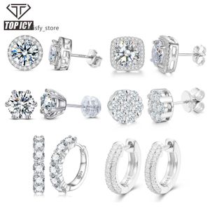 تمرير اختبار الماس VVS D أقراط Moissanite الرجال نساء 0.5CT-3CT 925