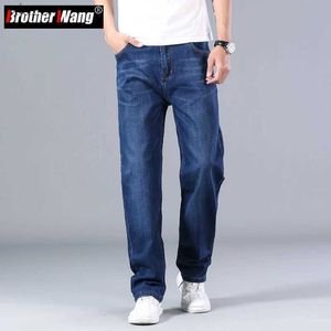 Men's Jeans 2023 New Classic Mens Thin Blue Jeans Advanced Stretch Loose Straight Denim Trousers Male Brand Pants Plus Size 40 42 44WX