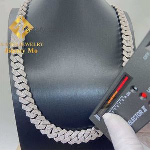 Bästsäljande 15mm 18mm S925 Iced Out Man Hip Hop Jewelry GRA Certifikat Pass Diamond Tester VVS1 Moissanite Cuban Link Chain