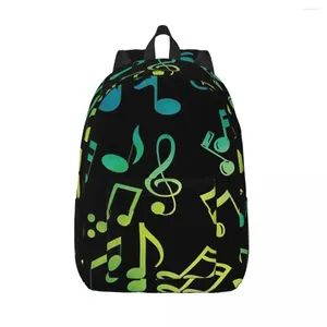 Mochila Música Amarela e Verde Notas Mulher Mochilas Pequenas Meninas Meninas Bookbag Bag de Bolsa de ombro portabilidade Viagem Rucksack School Sacos