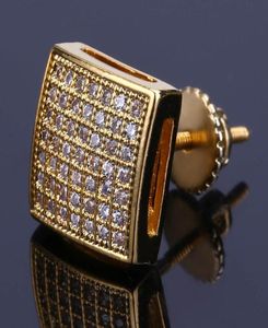 Lyxörhängen smycken för män kvinnor mode högklassig 18k guldpläterad fyrkantig örhängen glansar zirkon hip hop örhänge6472430