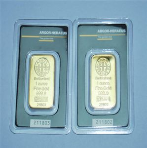 1 oz İsviçre Argor Heraeus Gold Bar Null 24K Goldplated Yüksek Kaliteli Mantezik Olmayan Bağımsız Seri Numarası İş Hediyesi Col8121892