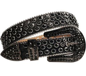 2021DesignerBlack Crystal Rhinestone Men Bling Full Diamond Studded Crocodile Leather Waist Belt Strap Cinto de Strass7111175