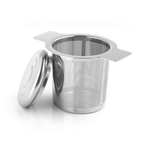 Edelstahl Stee Tea Infuser Mesh Korbsiebs SS304 Teekannenfilter Gewürz Gewürz -Leckmasch Big mit LID3502269