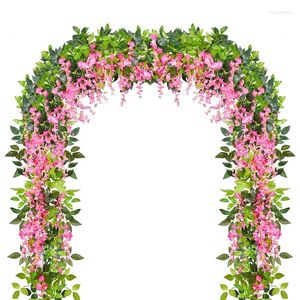 Dekorativa blommor 1st Wisteria Silk Flower Artificial Vine Garland Ivy Fake Plant Home Party Decoration Outdoor Garden Wedding Arch Decor