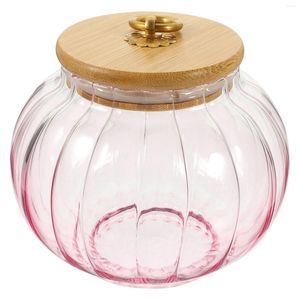 Garrafas de armazenamento recipiente de jarra de vidro pequena lata de tampa de bambu frascos minúsculos favores de mel claro