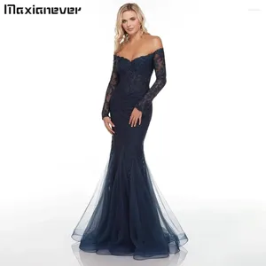 Abiti da festa maxianever sensazionale manica lunga abito da ballo fuori spalla sexy backless tromba tulle serale vestidos de festa