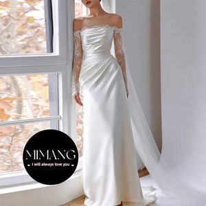 Bateau light wedding dress 2024 new style temperament lace dress satin bride dress