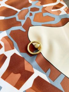 Jedwabny szalik pierścień metalowe szaliki klamra 90 cm bandanas uchwyt na guziki projektant mody