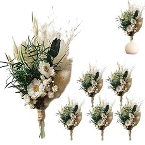 Flores decorativas Mini Decoração de Flor Seca Buquê Reutilizável Arranjo Floral Tabela Centralpipe para festas Bridal