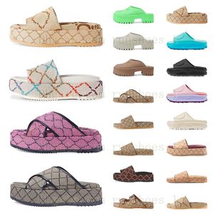 Mit Kasten Sandalen Leinwand Gummi Frauen berühmte Slipper Sandalen Designer -Plattform Flats 