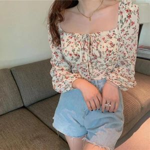 Bloups feminina Lady Summer Mulheres macias Mulheres top Flower Print Beach Spring Blouse Match Calças