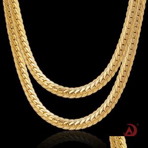 Pendant Necklaces Hiphop Gold Chain For Men Hip Hop Necklace 18K Yellow Curb Long Mens Jewelry Drop Delivery Otfmn