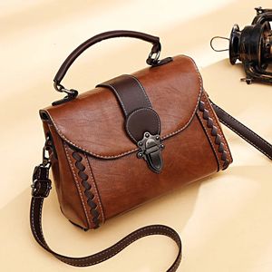 Vintage Womens läder axelväska lyxiga kvinnliga plånböcker och handväskor damer crossbody s för kvinnor elegant messenger 240419