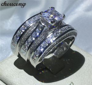 Choucong Frauen Männer Schmuck 3in1 Ehering 14KT Whiteybal Gold gefüllt Prinzessin Cut Diamond Engagement Band Rings9084354