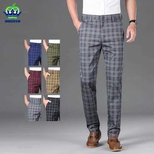 Pantaloni maschili oussyu marchio di alta qualità a trama semplice maschile classico business cotone pantaloni formali a tutta lunghezza 30-38 q240429