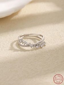 Cluster Rings S925 Sterling Silver Selling Simple Personalized Interlaced Zircon Ring Fashion Niche Design Sense Female