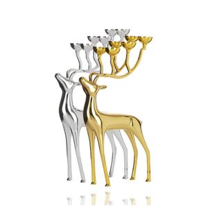 Sliver Gold Elk Candleholder Deer Tea Light Holder Matching Ball Candle Wedding Gift Home Decor Chirstmas Decoration DEC2207524299