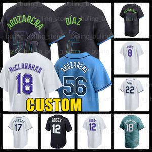 56 Randy Arozarena Jersey 18 Shane McClanahan Baseball Yandy Diaz Rays 21 Jonny DeLuca Wade Boggs Tampa Bay Jose Siri Junior Caminero Josh Lowe Taylor Walls Rene Pinto