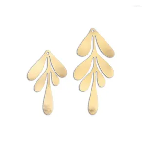 Pendant Necklaces 10Pcs Raw Brass 7-Petal Long Leaf Flower Charm 1.5mm Hole For DIY Drop Earring Necklace Jewelry Making Supplies