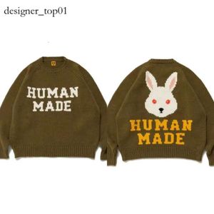 Human Made Brand Designer Hoodie Men's Sweaters Overized Human Make Sweaters Men's Women's 1 1 Rabbit Jacquard Wool Sticked Pullovers Human Made Hoodie 7861