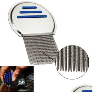 Hair Brushes Stainless Steel Terminator Lice Comb Nit Kids Rid Headlice Super Density Teeth Remove Nits Metal Drop Delivery Products