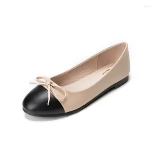 Casual Shoes Classic Round Toe Bowtie Flats Frauen Mischen Sie Farbe große Größe 34-43 Luxus Ballerina Ladies Office-Kleid Moccasins Femme-Laibers