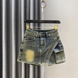 Sintece jeans Design Sense Work Gonna per donne 2024 High Waist Retro Spicy Girl A Bag Hip Short Pants