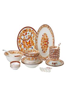 European Style Western Dinner Eware Set Bowl Series Food Model Room Bone China Table Set Ceramic Plate Butterfly Manor Design9752473