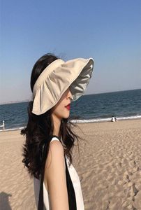 태양 모자 여성 여름 안티브 플로피 비치 와이드 사이드 모자 면화 패션 밀짚 모자 9404411