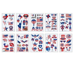 Partyversorgungen American Flag Tattoos Independence Day Face Arm Make -up Aufkleber Körperkunst United States Convient1101036