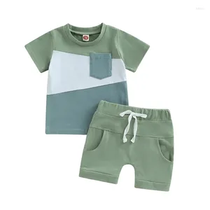 Kleidungssets Sommer Boy Cotton Casual Children's Wear Baby Boys Kontrastfarbe T-Shirt Shorts Hosen 2pcs Säugling Kleidung Set Set