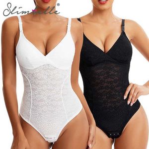 Kvinnors formare kvinnor spetsar bodysuits mage kontroll shapewear thong inbyggd behå korsett toppar bantning body shaper camisole rumpa lyftare jumpsuit y240429