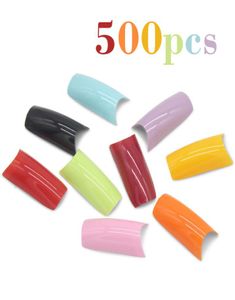 Kimcci 500pcsキャンディーカラーフレンチネイルチップ人工偽爪アートアクリルマニキュアツールメイク