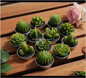 DELIZIONE DEL GARDEN DECORE 2021 12 pezzi di cactus carini mini set di piante succulente artificiali Candele per la decorazione della casa Candela tè Luce XM8068806