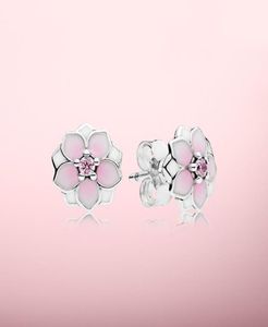 Pink Magnolia Earrings Beautiful Women Jewelry with Original box for 925 Sterling Silver flower Stud Earring sets6470812