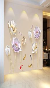 Chinese Style Flower 3D Wallpaper Wall Stickers Living Room Bedroom Bathroom Home Decor Decoration Poster Elegant4372309