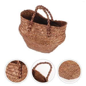 Stume da stoccaggio Selo Grass Basket Flower Basket Piccola Piccolo soggiorno rotondo cesto di cesti decorativi fatti a mano