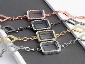 5pcslot 2424mm Rhinestone Square Glass Living Living Memory Floating Bracelets Bulles Fit Fit Diy Flutuante Charms3990765